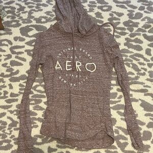 Aeropostale Women's Heathered Maroon Hoodie